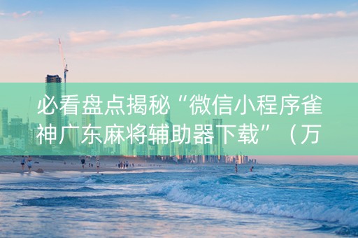 必看盘点揭秘“微信小程序雀神广东麻将辅助器下载”（万能开挂器)