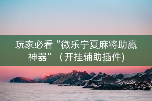 玩家必看“微乐宁夏麻将助赢神器”（开挂辅助插件)