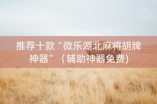 推荐十款“微乐湖北麻将胡牌神器”（辅助神器免费)