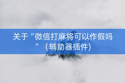 关于“微信打麻将可以作假吗”（辅助器插件)