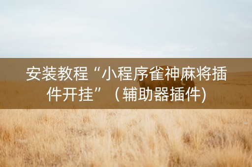 安装教程“小程序雀神麻将插件开挂”（辅助器插件)