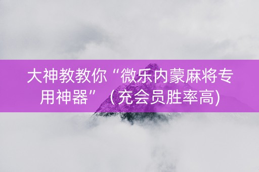 大神教教你“微乐内蒙麻将专用神器”（充会员胜率高)