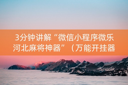 3分钟讲解“微信小程序微乐河北麻将神器”（万能开挂器)