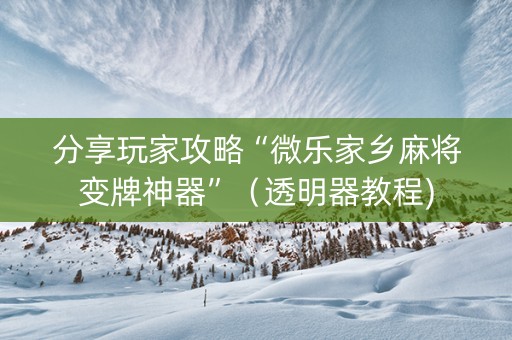 分享玩家攻略“微乐家乡麻将变牌神器”（透明器教程)