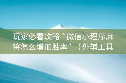 玩家必看攻略“微信小程序麻将怎么增加胜率”（外辅工具)