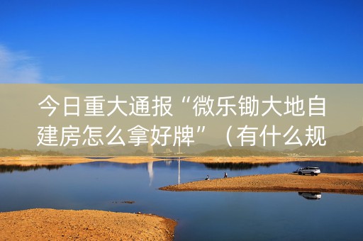 今日重大通报“微乐锄大地自建房怎么拿好牌”（有什么规律)