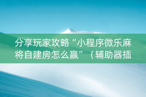 分享玩家攻略“小程序微乐麻将自建房怎么赢”（辅助器插件)