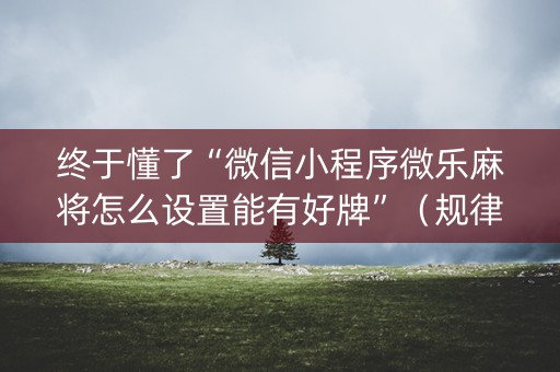 终于懂了“微信小程序微乐麻将怎么设置能有好牌”（规律确实有挂)