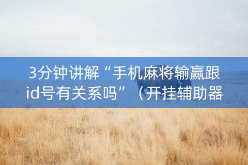3分钟讲解“手机麻将输赢跟id号有关系吗”（开挂辅助器插件)
