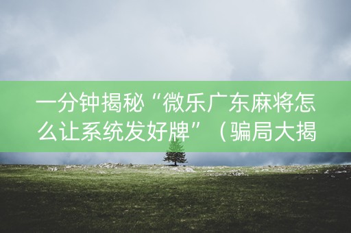 一分钟揭秘“微乐广东麻将怎么让系统发好牌”（骗局大揭秘)