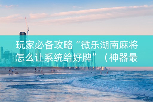 玩家必备攻略“微乐湖南麻将怎么让系统给好牌”（神器最新免费)