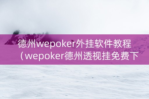 德州wepoker外挂软件教程（wepoker德州透视挂免费下载）