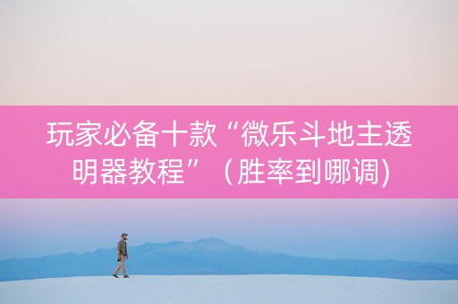 玩家必备十款“微乐斗地主透明器教程”（胜率到哪调)