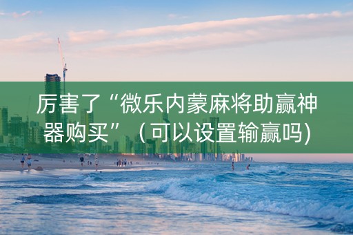 厉害了“微乐内蒙麻将助赢神器购买”（可以设置输赢吗)