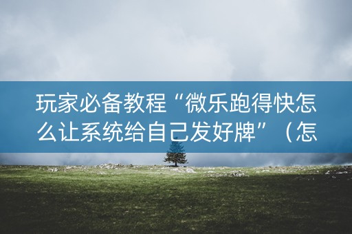 玩家必备教程“微乐跑得快怎么让系统给自己发好牌”（怎么让系统给你发好牌)
