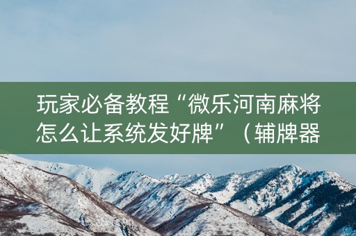 玩家必备教程“微乐河南麻将怎么让系统发好牌”（辅牌器插件购买)