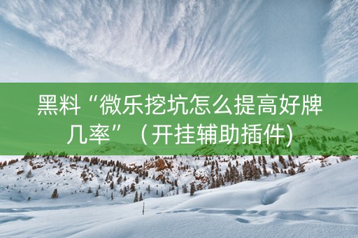 黑料“微乐挖坑怎么提高好牌几率”（开挂辅助插件)