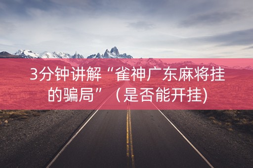 3分钟讲解“雀神广东麻将挂的骗局”（是否能开挂)