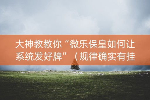 大神教教你“微乐保皇如何让系统发好牌”（规律确实有挂)