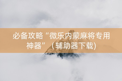 必备攻略“微乐内蒙麻将专用神器”（辅助器下载)