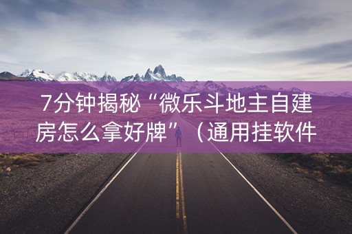 7分钟揭秘“微乐斗地主自建房怎么拿好牌”（通用挂软件多少钱)