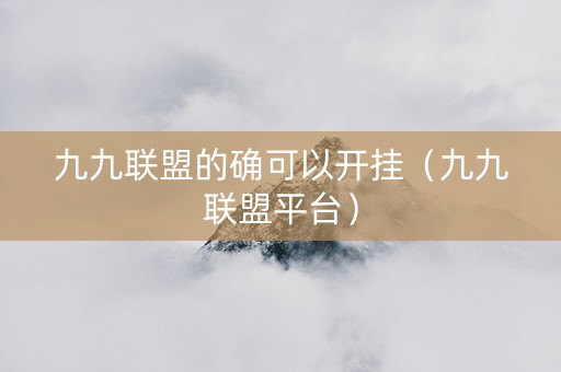 九九联盟的确可以开挂（九九联盟平台）
