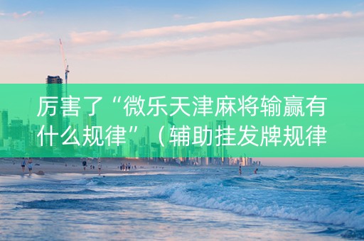 厉害了“微乐天津麻将输赢有什么规律”（辅助挂发牌规律)