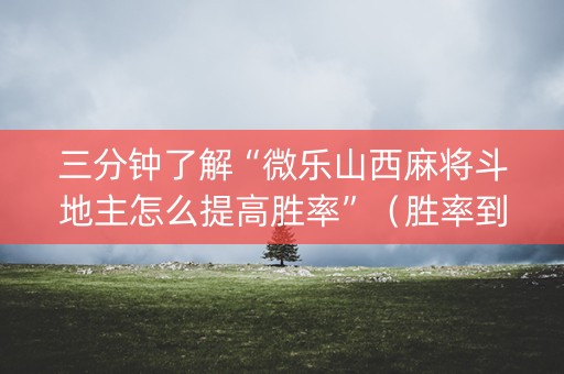 三分钟了解“微乐山西麻将斗地主怎么提高胜率”（胜率到哪调)
