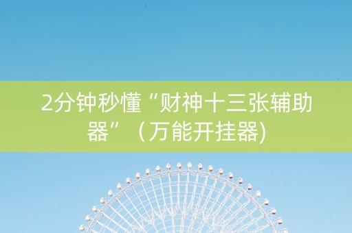 2分钟秒懂“财神十三张辅助器”（万能开挂器)