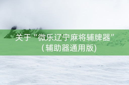关于“微乐辽宁麻将辅牌器”（辅助器通用版)
