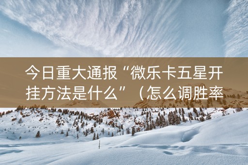 今日重大通报“微乐卡五星开挂方法是什么”（怎么调胜率)