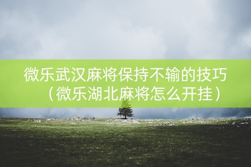 微乐武汉麻将保持不输的技巧（微乐湖北麻将怎么开挂）