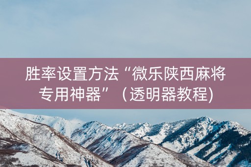 胜率设置方法“微乐陕西麻将专用神器”（透明器教程)