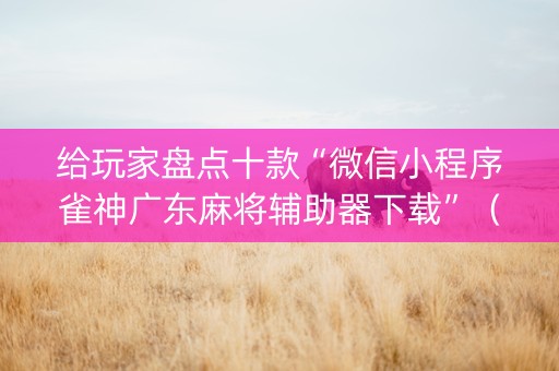 给玩家盘点十款“微信小程序雀神广东麻将辅助器下载”（输赢跟id号有关系吗)