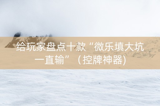 给玩家盘点十款“微乐填大坑一直输”（控牌神器)