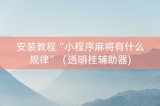 安装教程“小程序麻将有什么规律”（透明挂辅助器)