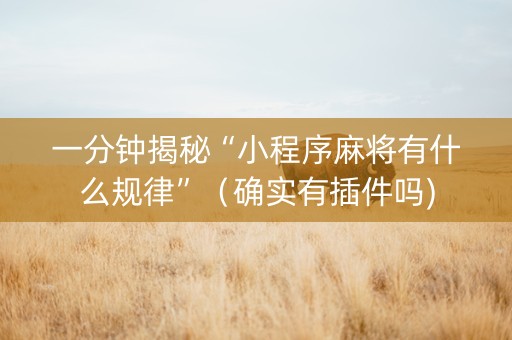 一分钟揭秘“小程序麻将有什么规律”（确实有插件吗)