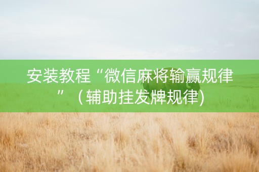 安装教程“微信麻将输赢规律”（辅助挂发牌规律)