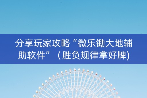 分享玩家攻略“微乐锄大地辅助软件”（胜负规律拿好牌)