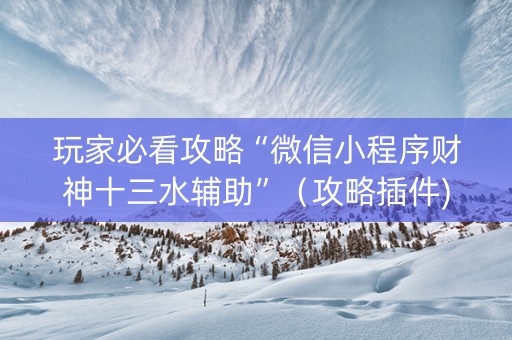 玩家必看攻略“微信小程序财神十三水辅助”（攻略插件)