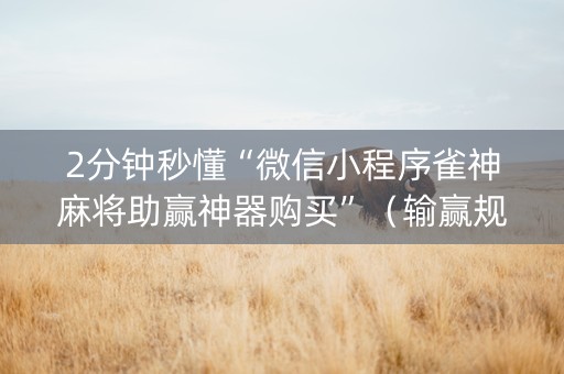 2分钟秒懂“微信小程序雀神麻将助赢神器购买”（输赢规律)