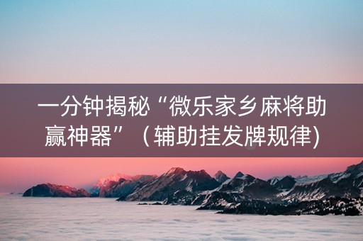 一分钟揭秘“微乐家乡麻将助赢神器”（辅助挂发牌规律)