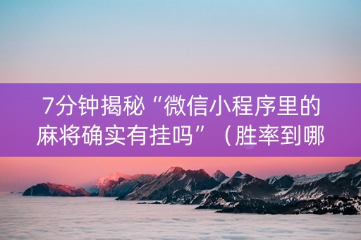 7分钟揭秘“微信小程序里的麻将确实有挂吗”（胜率到哪调)