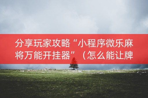 分享玩家攻略“小程序微乐麻将万能开挂器”（怎么能让牌好一点)