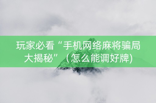玩家必看“手机网络麻将骗局大揭秘”（怎么能调好牌)