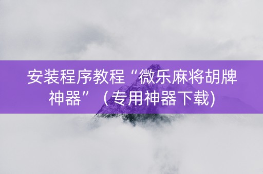 安装程序教程“微乐麻将胡牌神器”（专用神器下载)