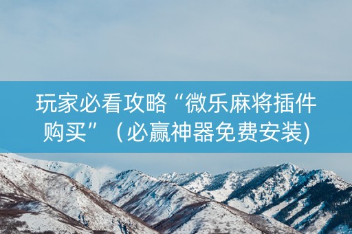 玩家必看攻略“微乐麻将插件购买”（必赢神器免费安装)