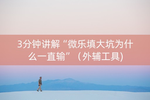 3分钟讲解“微乐填大坑为什么一直输”（外辅工具)