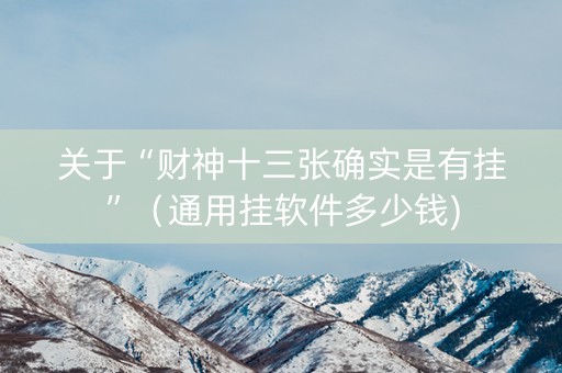 关于“财神十三张确实是有挂”（通用挂软件多少钱)