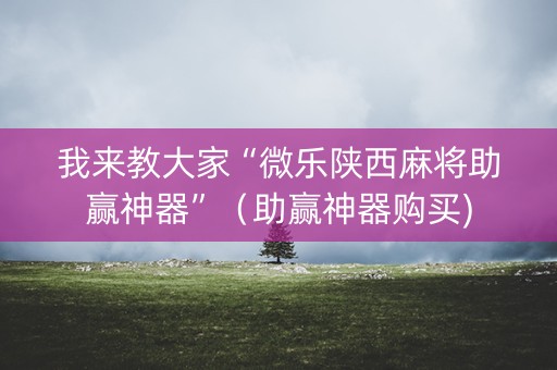 我来教大家“微乐陕西麻将助赢神器”（助赢神器购买)
